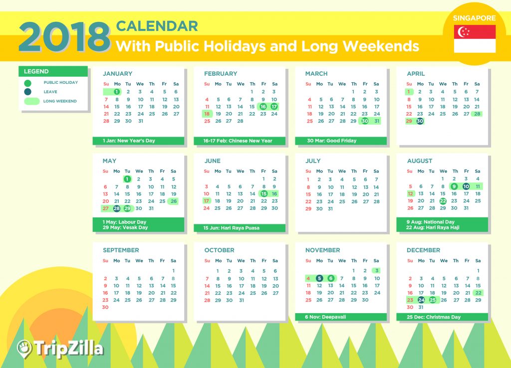 9 Long Weekends In Singapore In 2018 Bonus Calendar And Cheatsheet