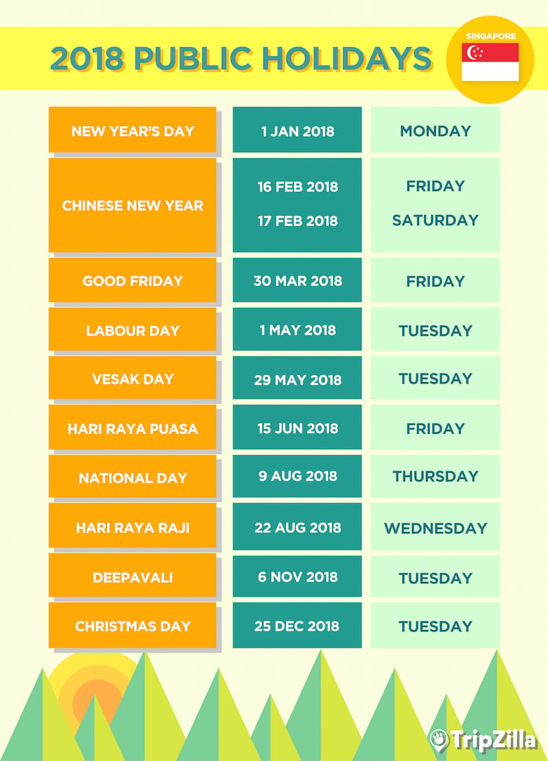 Singapore 2018 Public Holidays